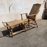 Wicker chaise longue