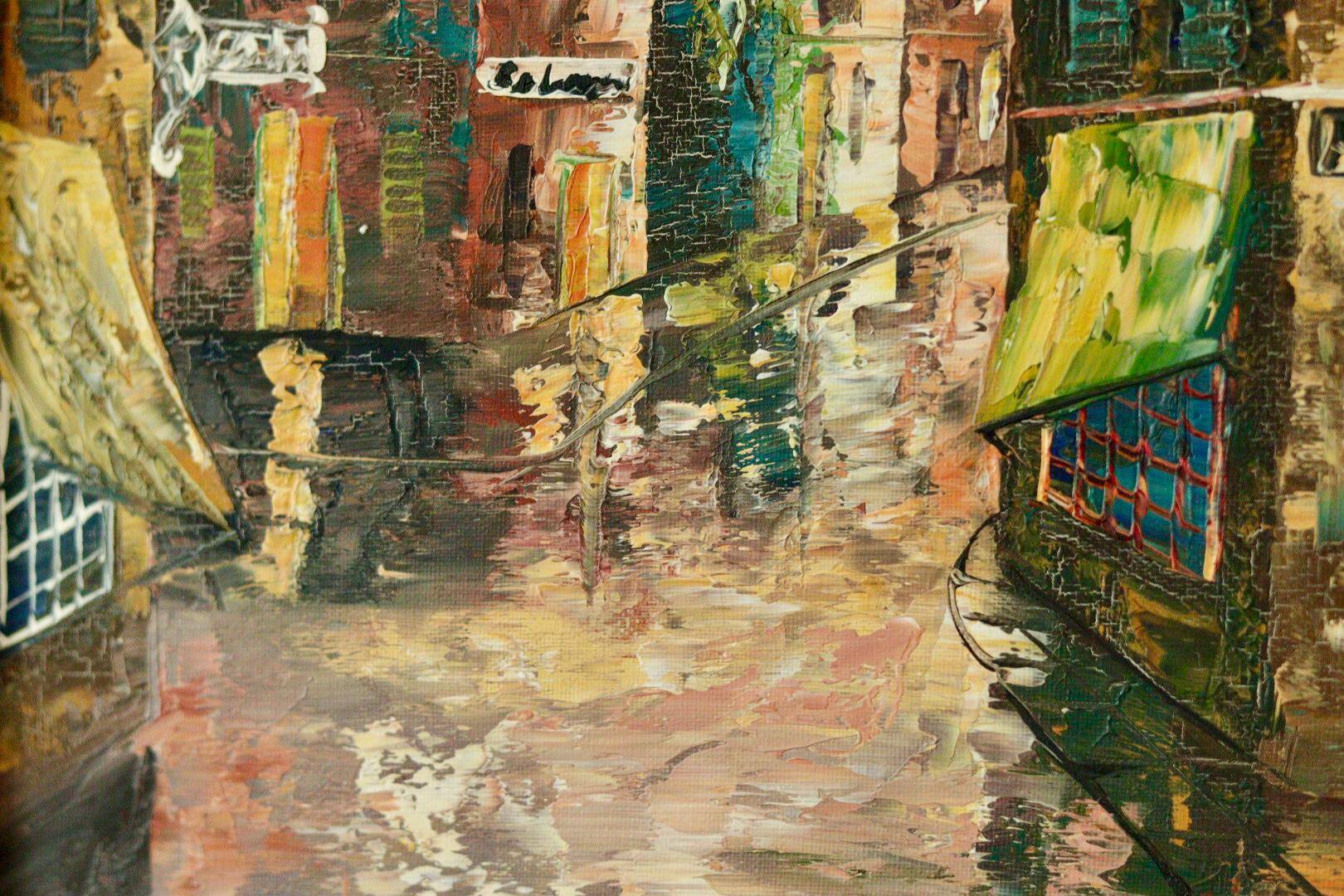 Original Swedish oil on canvas from the mid-century "French Street Scene" Vintage &