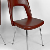 Pair of chairs in chrome and skaï, circa 1960