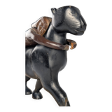 Ariadne and the Panther, Art Deco Sculpture in Wood and Brass, 1920s