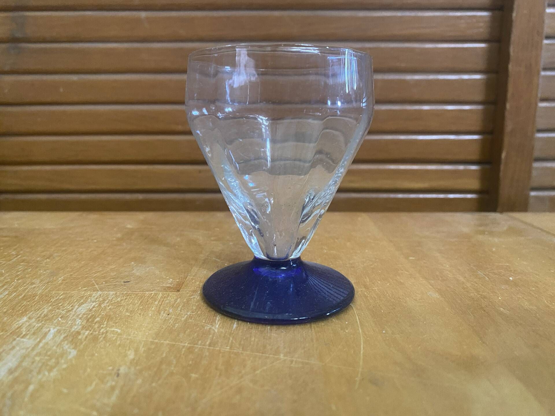 Set of 23 Stemmed Glasses Transparent Glass + Cobalt Blue Stems Vintage