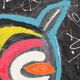 Abstract Owl Painting on Canvas – Contemporary Art – 55 cm