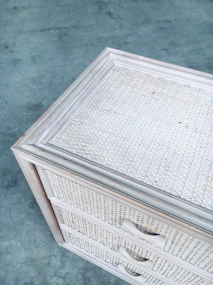Washed Rattan Chest of Drawers, 1980s