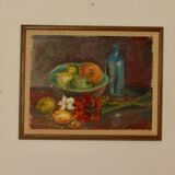 "Still Life, Bottle and Fruits" by Denoran