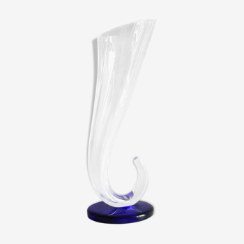 Crystal vase in the shape of horn of plenty, signed lVV