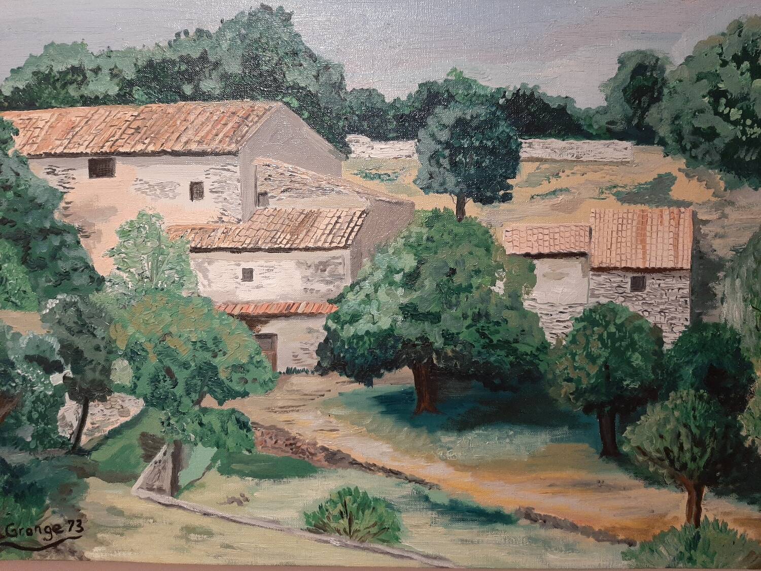 Oil on canvas: Provençal farmhouse in Bonnieux