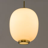 China pendant by Bent Karlby for Lyfa in opaline glass & brass, 60's
