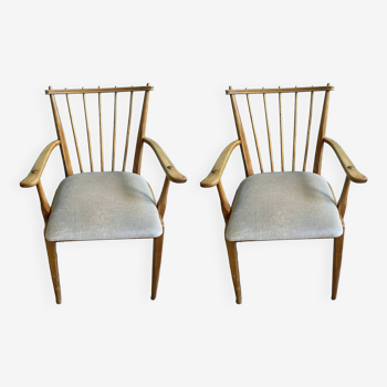 Paire de fauteuils en bois Italie années 50