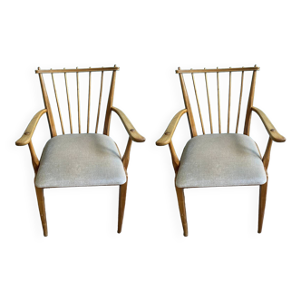 Paire de fauteuils en bois Italie années 50