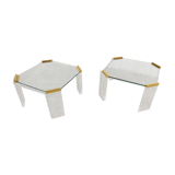 Lucite and brass coffee or side tables, 1970s