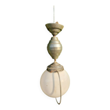 Art Deco aluminum and opaline up and down suspension