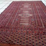 Handmade vintage Uzbek Bukhara rug 95cm x 157cm, 1950s