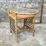 Glass and rattan dining table