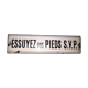 Enamelled plate "wipe your feet please"