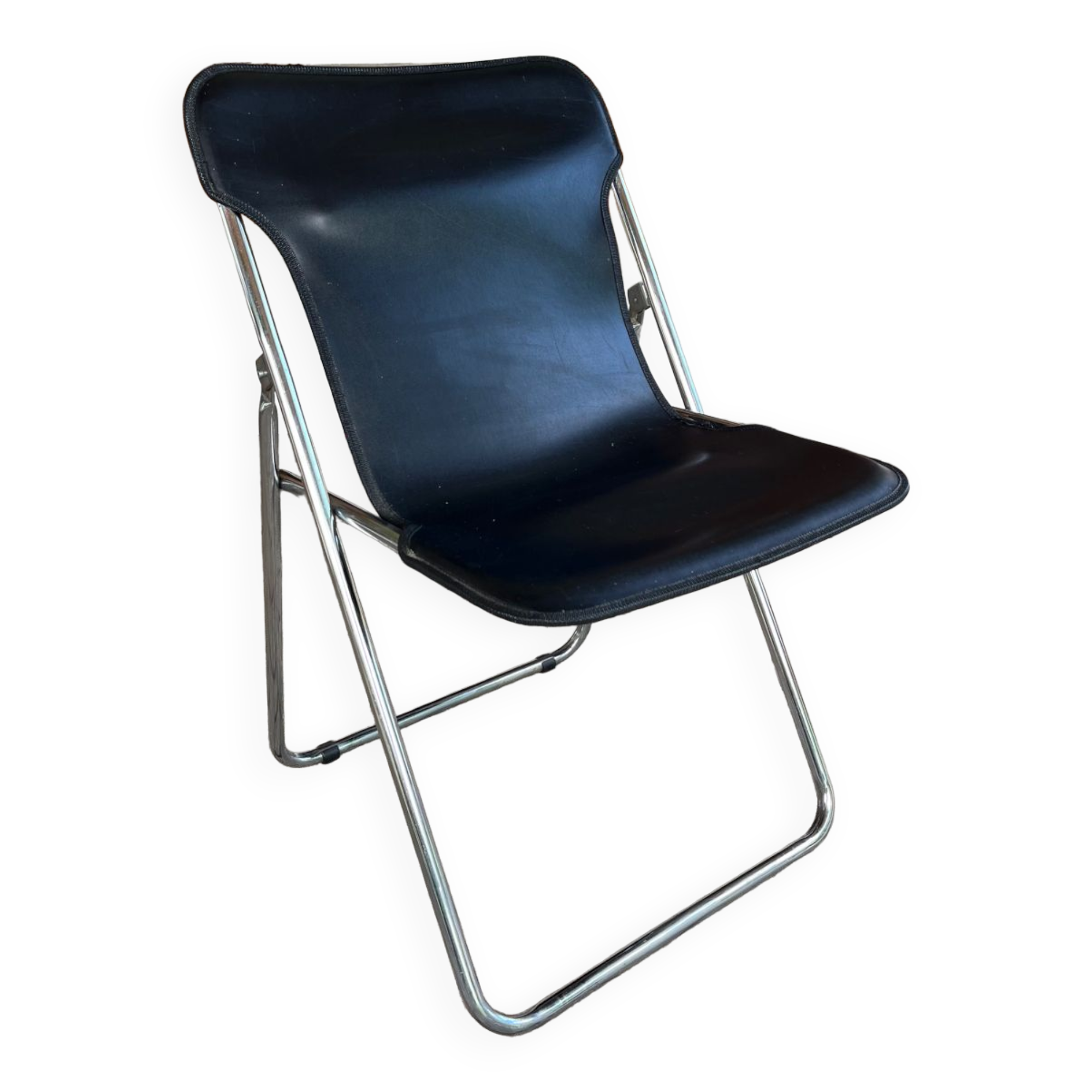 Leather and metal folding chair