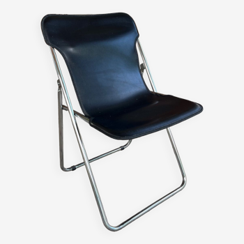 Leather and metal folding chair