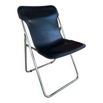 Leather and metal folding chair