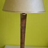 Vintage Unilux wood and brass lamp, 1970 France
