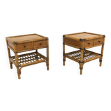 Set of two rattan bedside tables, Kenneth Bergenblad, Dux, Sweden, 1960