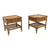 Set of two rattan bedside tables, Kenneth Bergenblad, Dux, Sweden, 1960