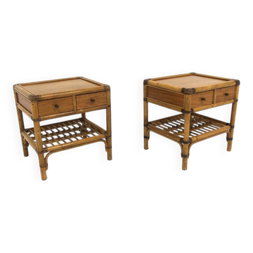 Set of two rattan bedside tables, Kenneth Bergenblad, Dux, Sweden, 1960
