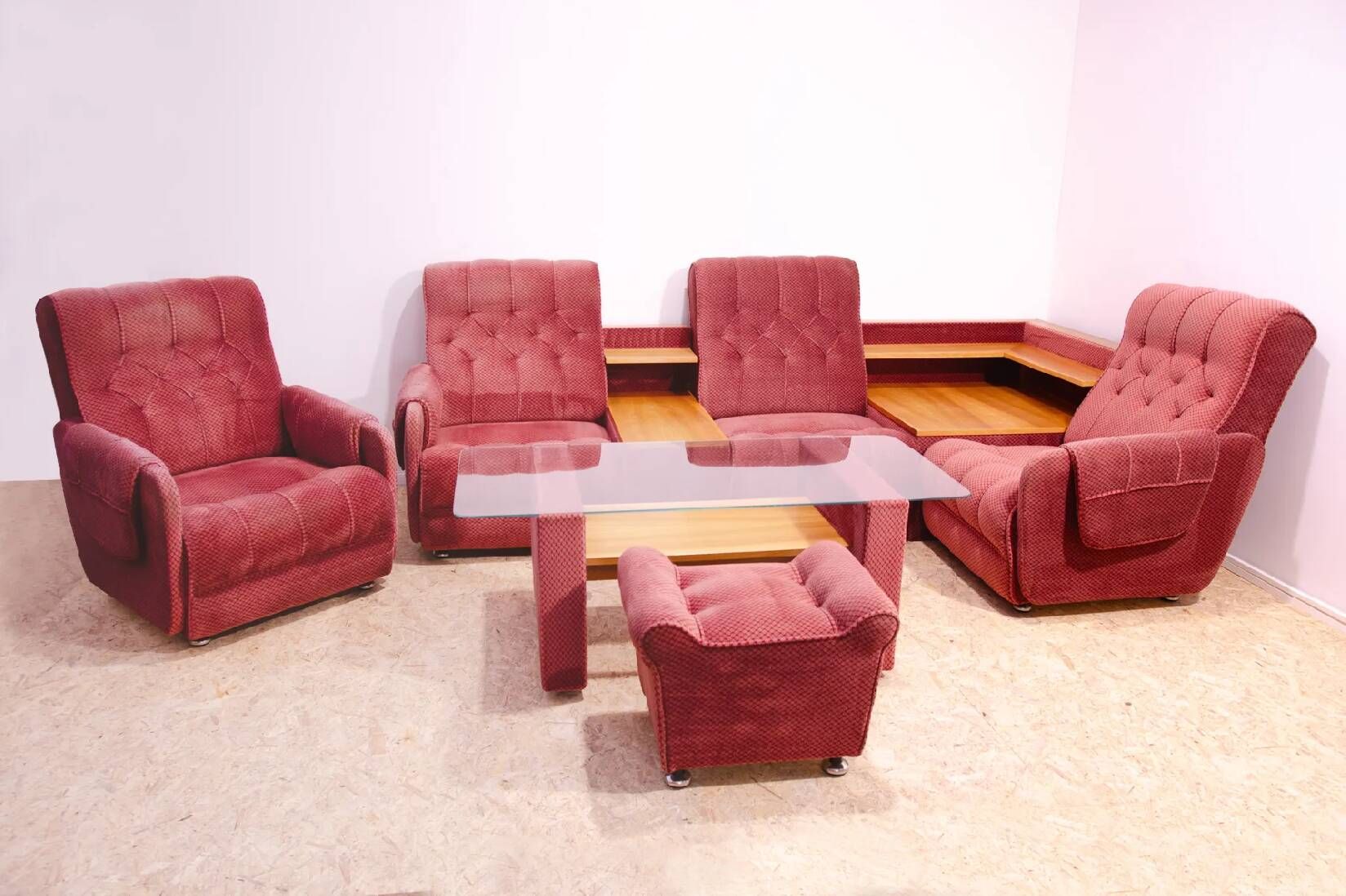 Living room set vintage Eastern Bloc seating set 1980s Czechoslovakia