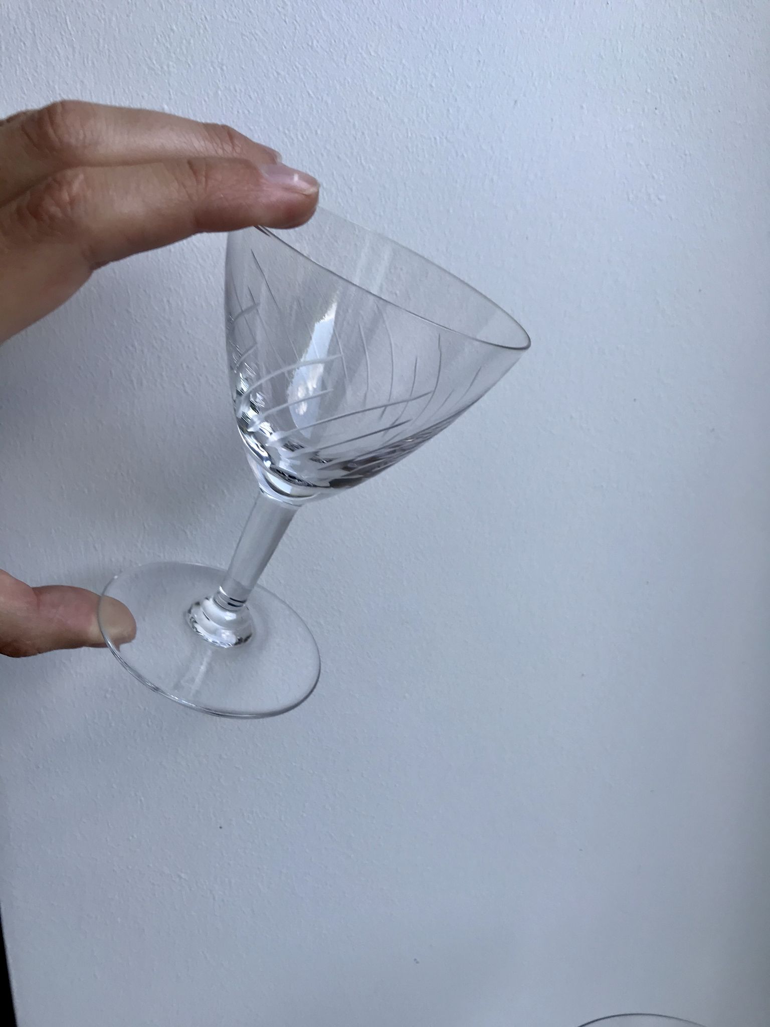 Lot 6 crystal wine glasses engraved 50s