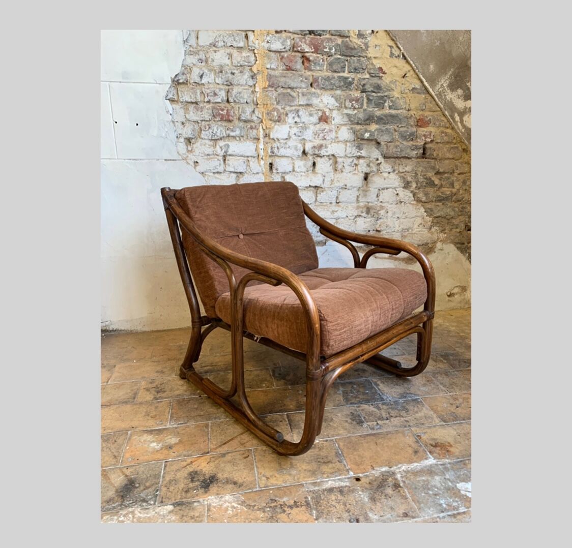 vintage rattan armchair 1970S by KOK Maison, France