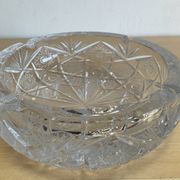 Large vintage pocket tray or ashtray in chiseled Bohemian crystal