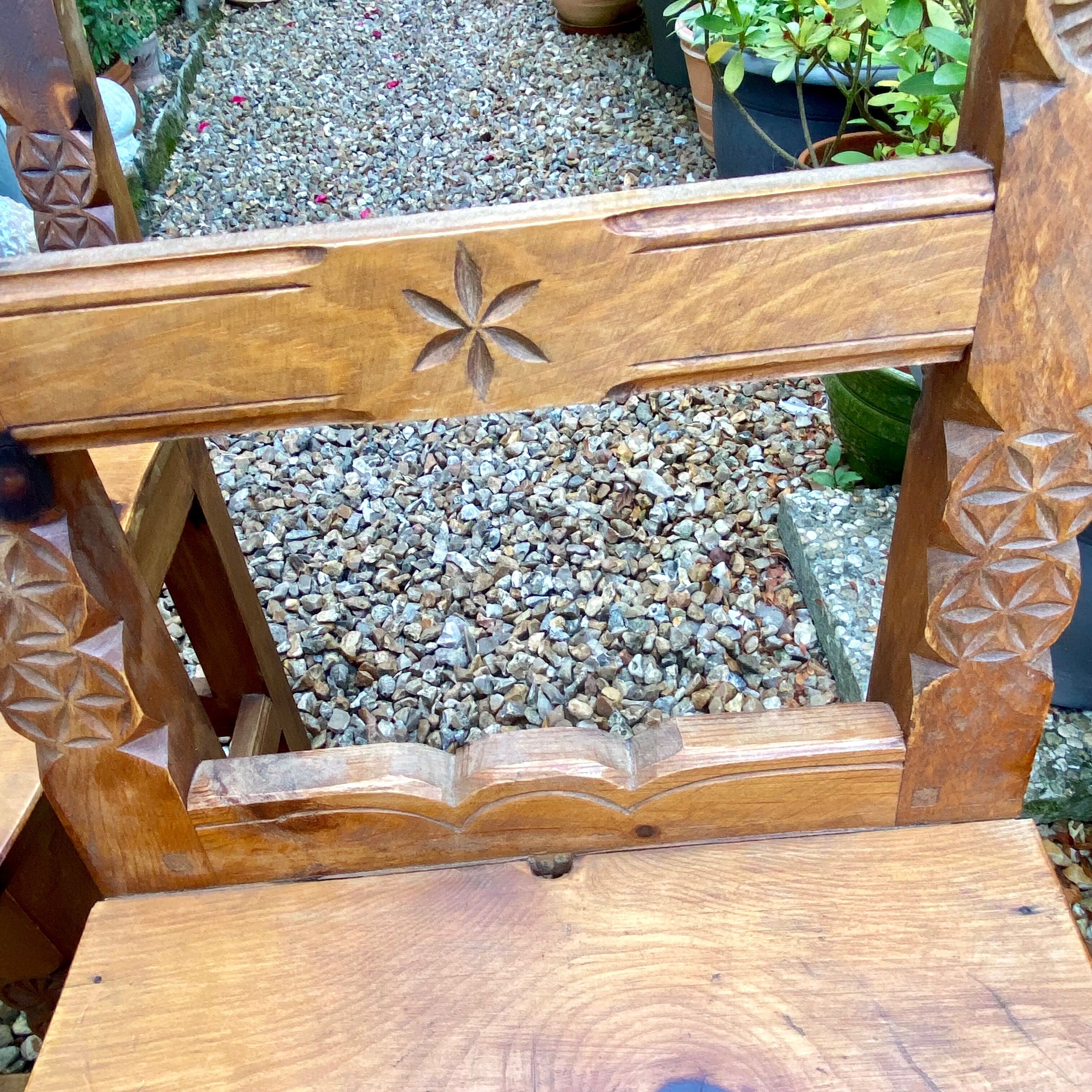 Set of 2 carved wooden chairs