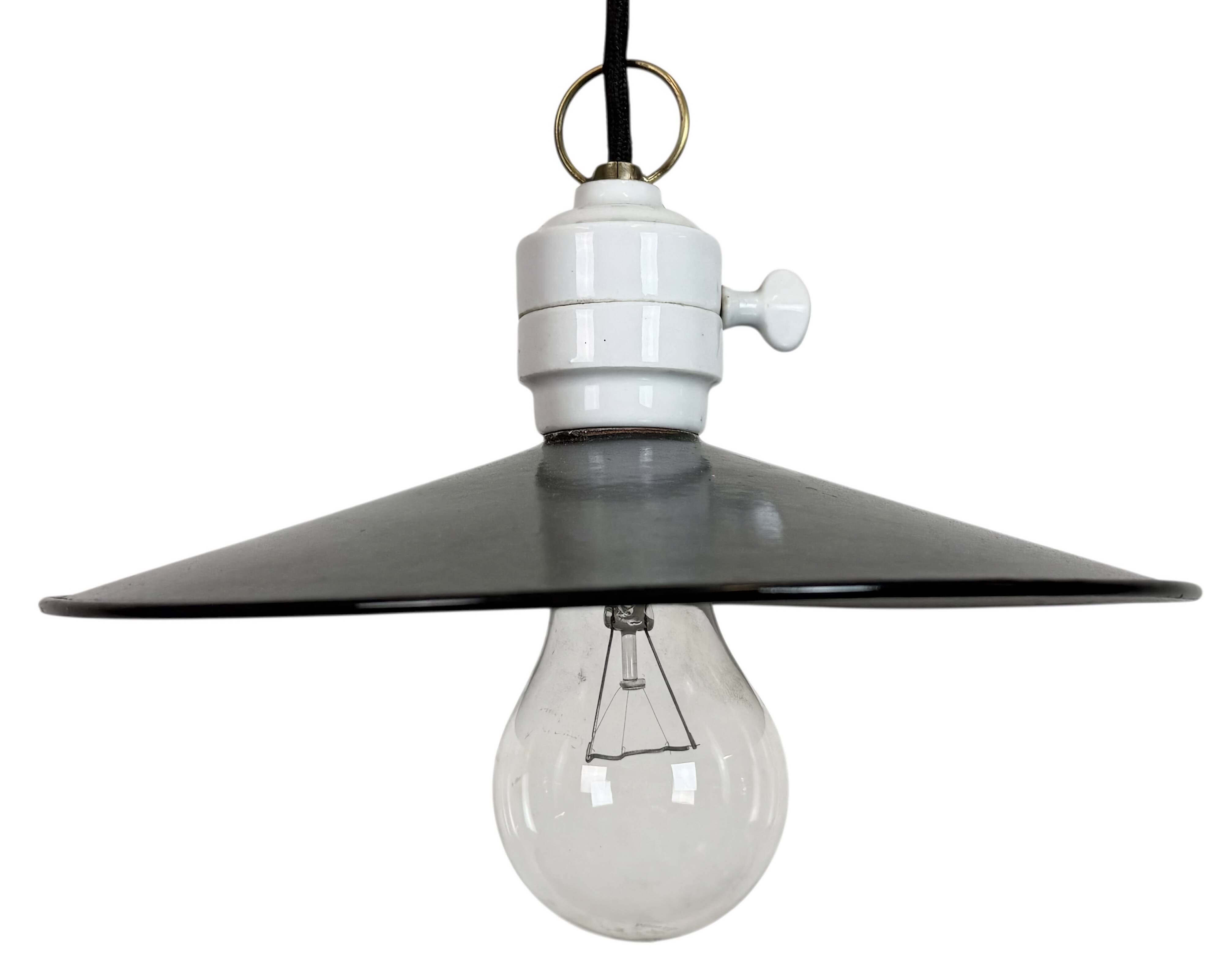 Industrial Blue Enamel Ceiling Light, 1950s