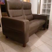 Sofa 2 places Stressless seat ultra comfort, leather Noblesse-Brown, sofa of high quality.