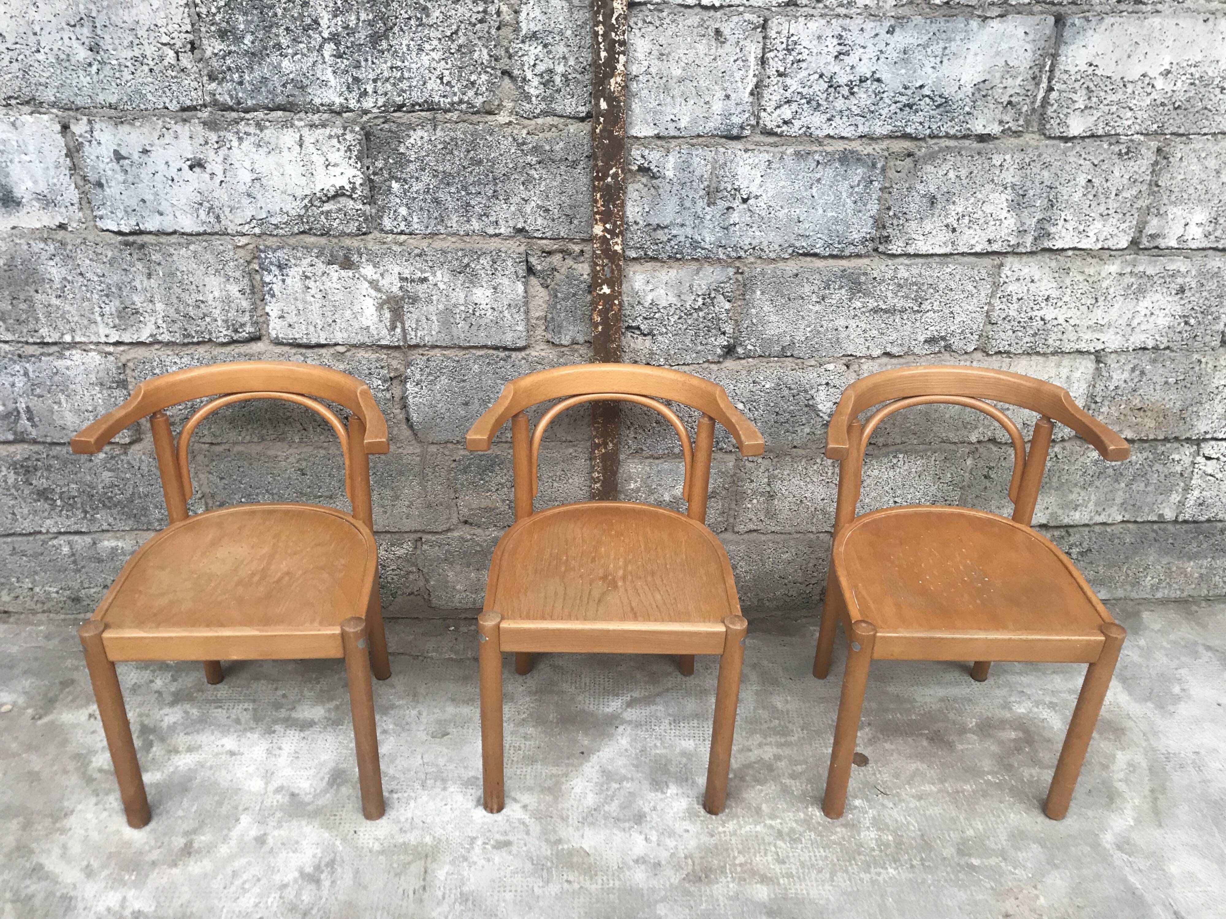 Series of 3 armchairs 1980