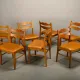 Razorblade style dining chairs by Henning Kjærnulf Oak and Leather Denmark