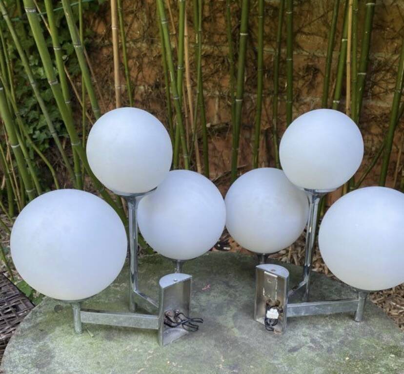 Pair of Sciolari-style opaline wall lights