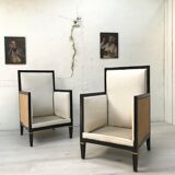 Paire de fauteuils en bois noirci
