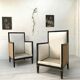 Pair of blackened wood armchairs