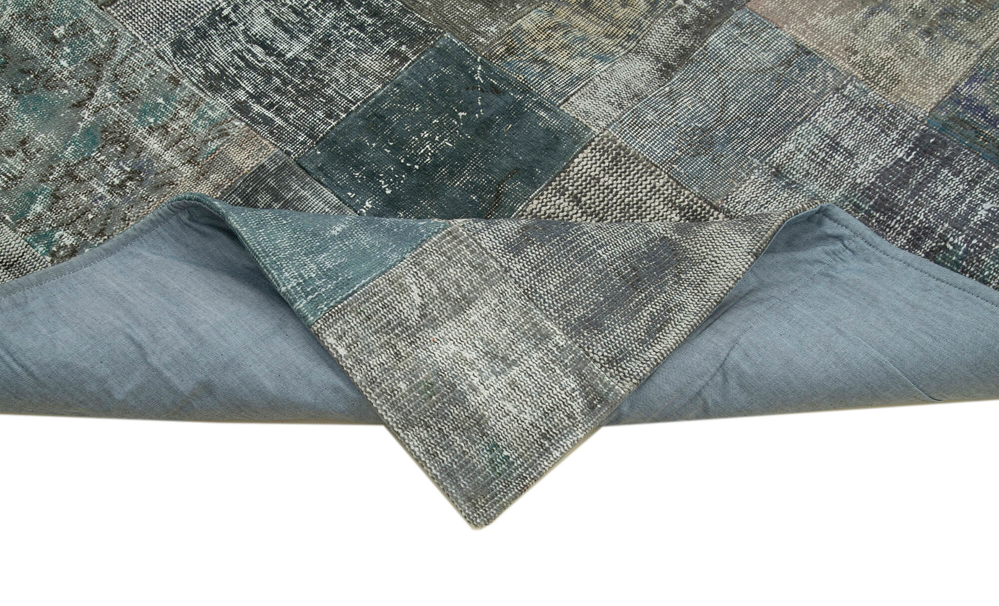 Handwoven Oriental Overdyed 201 cm x 300 cm Grey Patchwork Carpet
