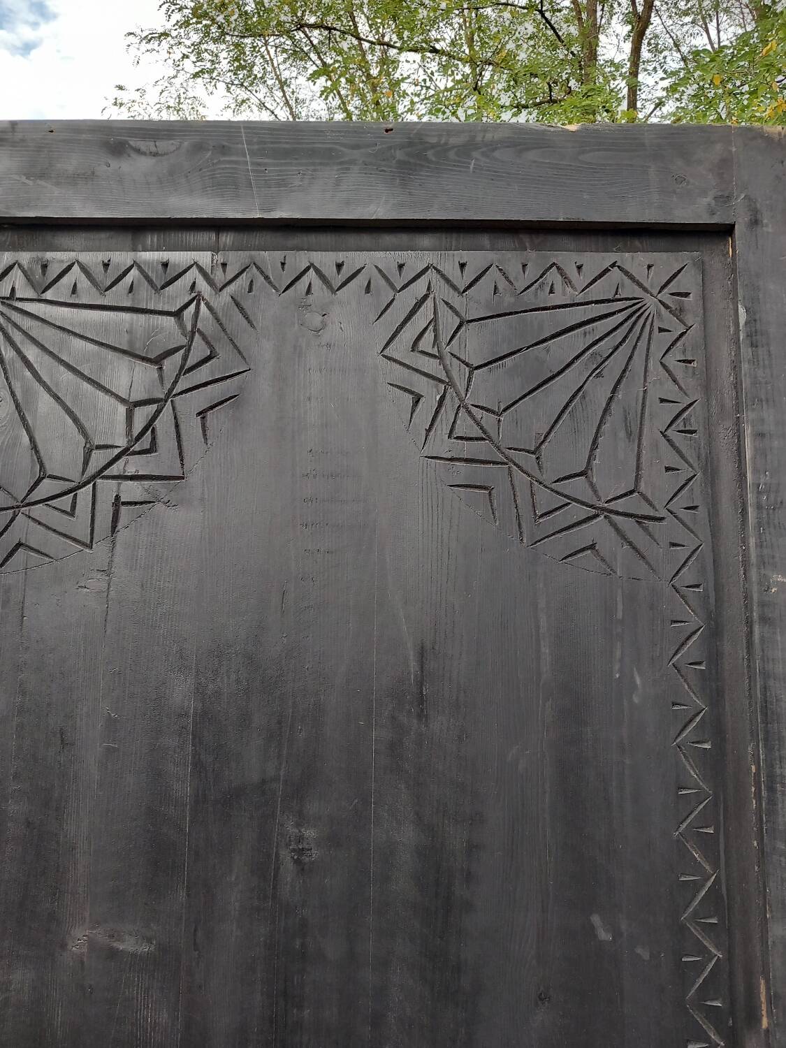 3 large carved wooden panels/doors