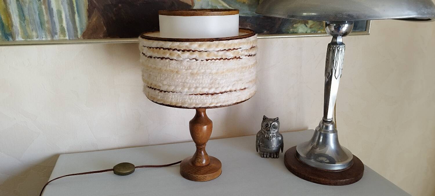 Lampe à poser abat-jour laine