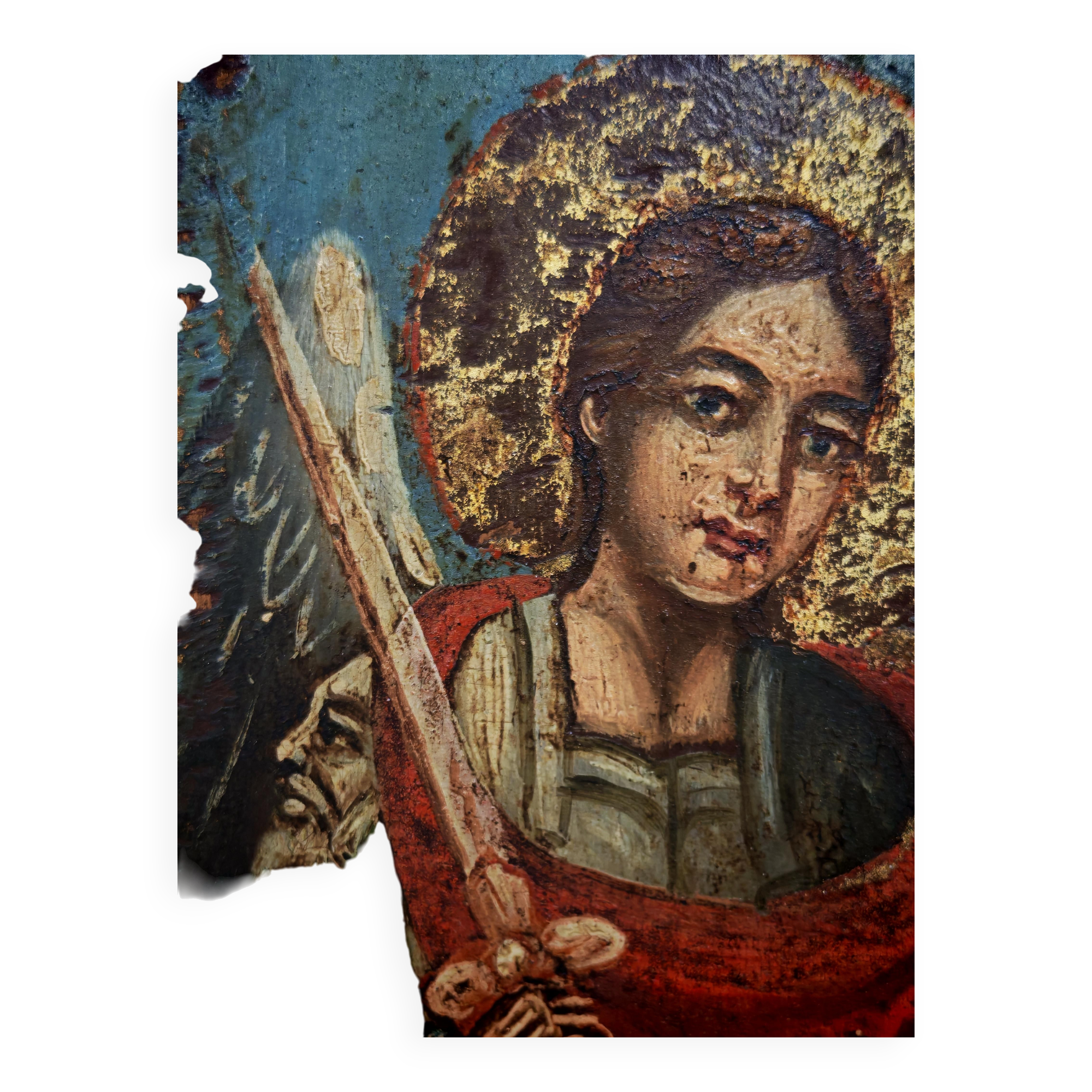 Antique Orthodox icon of Archangels Michael and Gabriel 1857