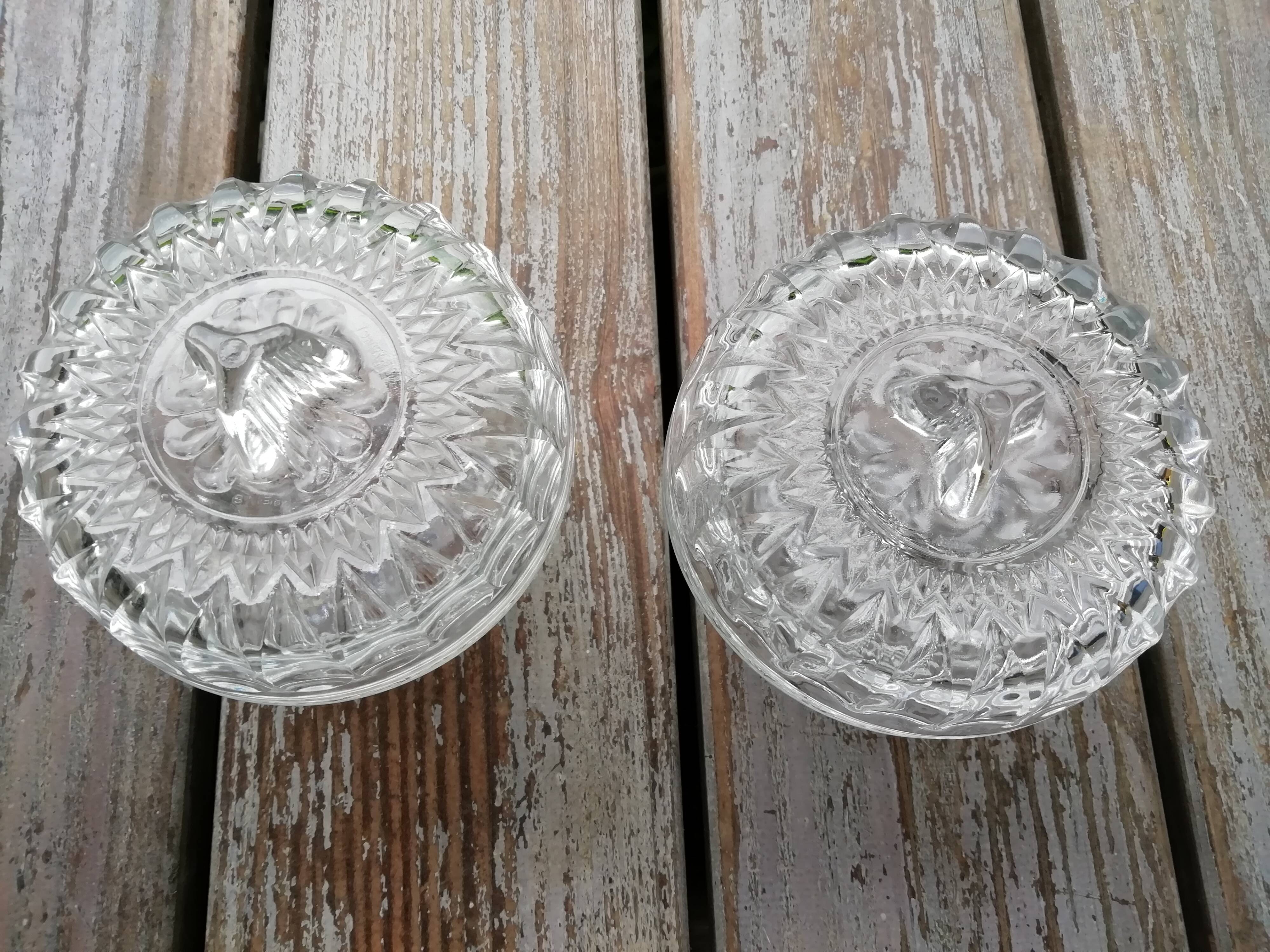 Paire de bonbonnières en verre de Reims