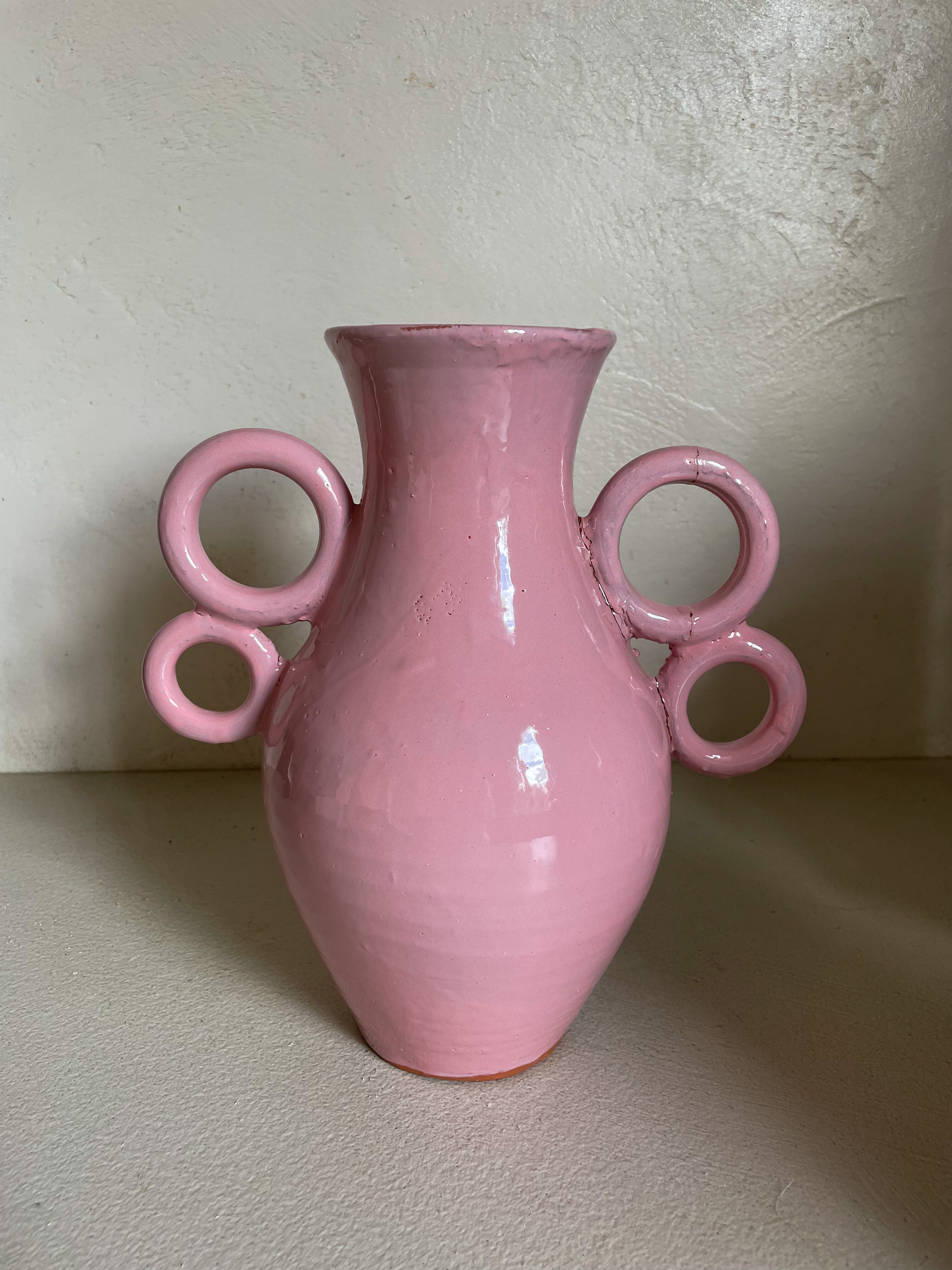Handmade XL Circular Ceramic Abstract Vase