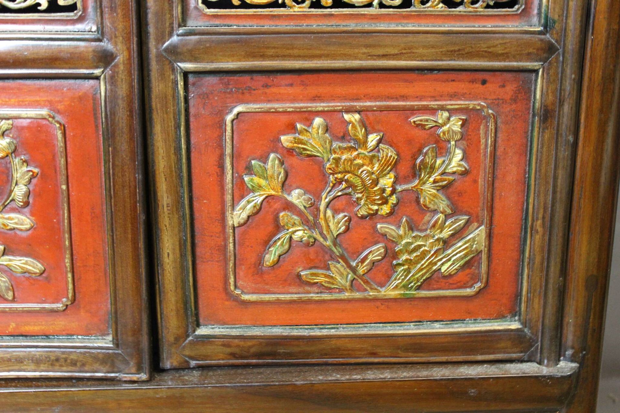 Chinese Cabinet in Red and Gold Lacquer