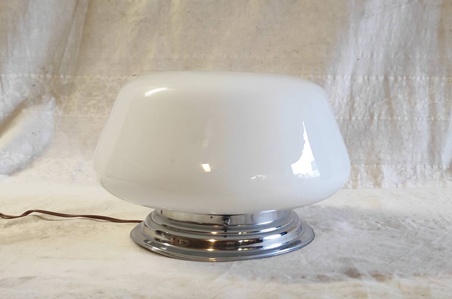 Art Deco ceiling light with opaline globe - mid 20th century