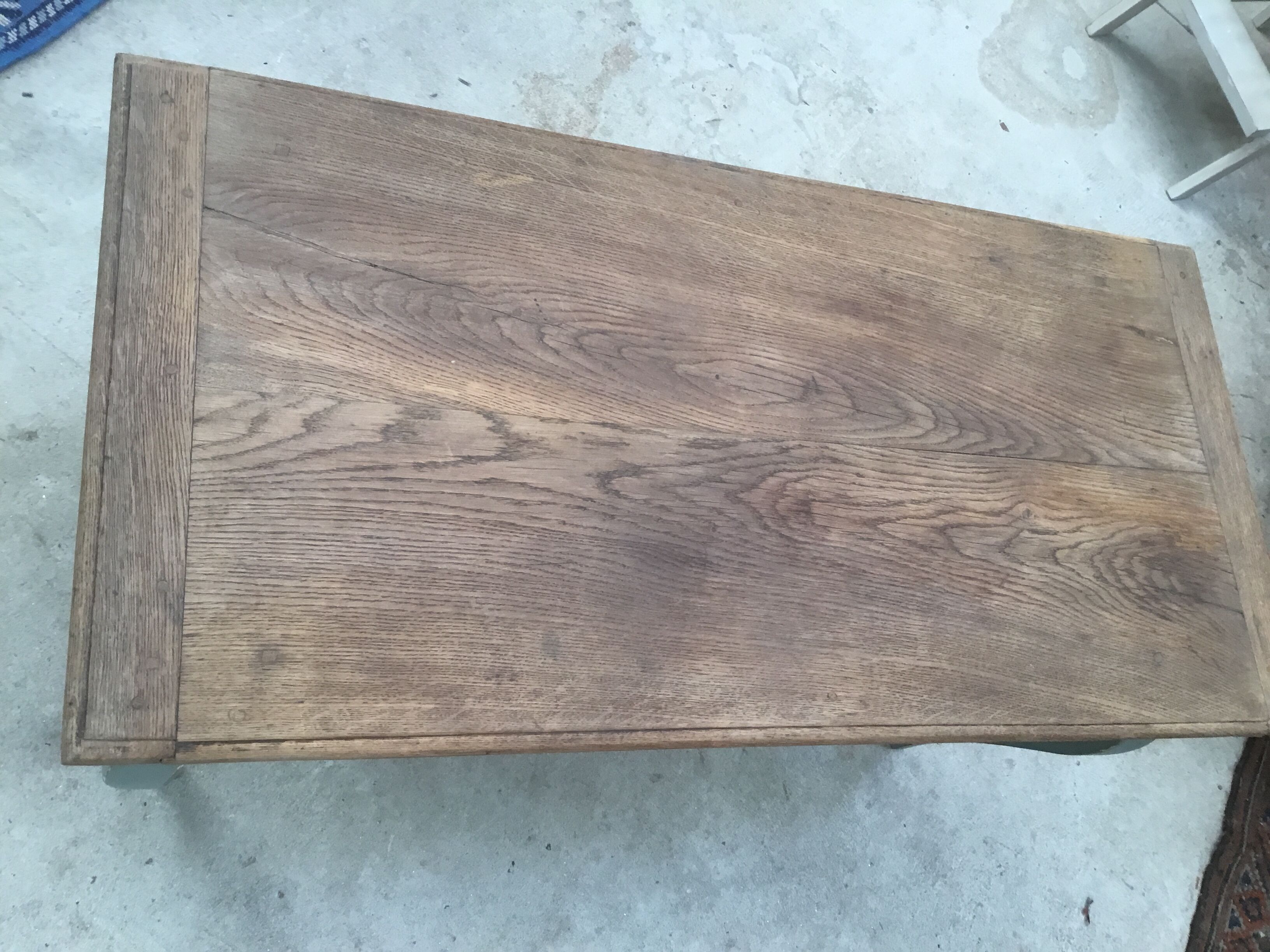 Rectangular coffee table, painted color green Sage and patina