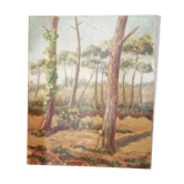 Tableau paysage landais 1960