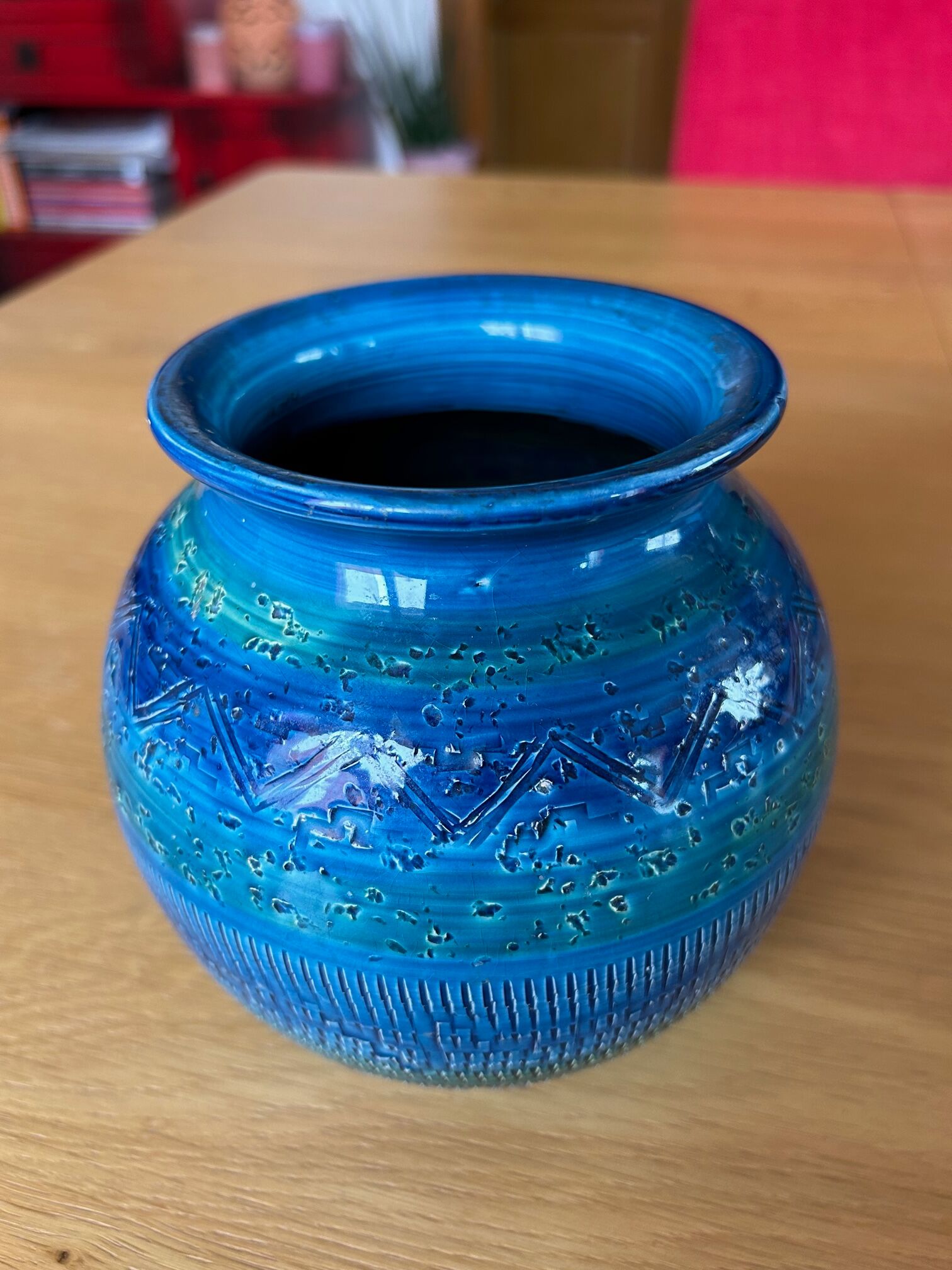 Aldo Londi ceramic ball vase (1911-2003) Rimini Blue, for Bitossi