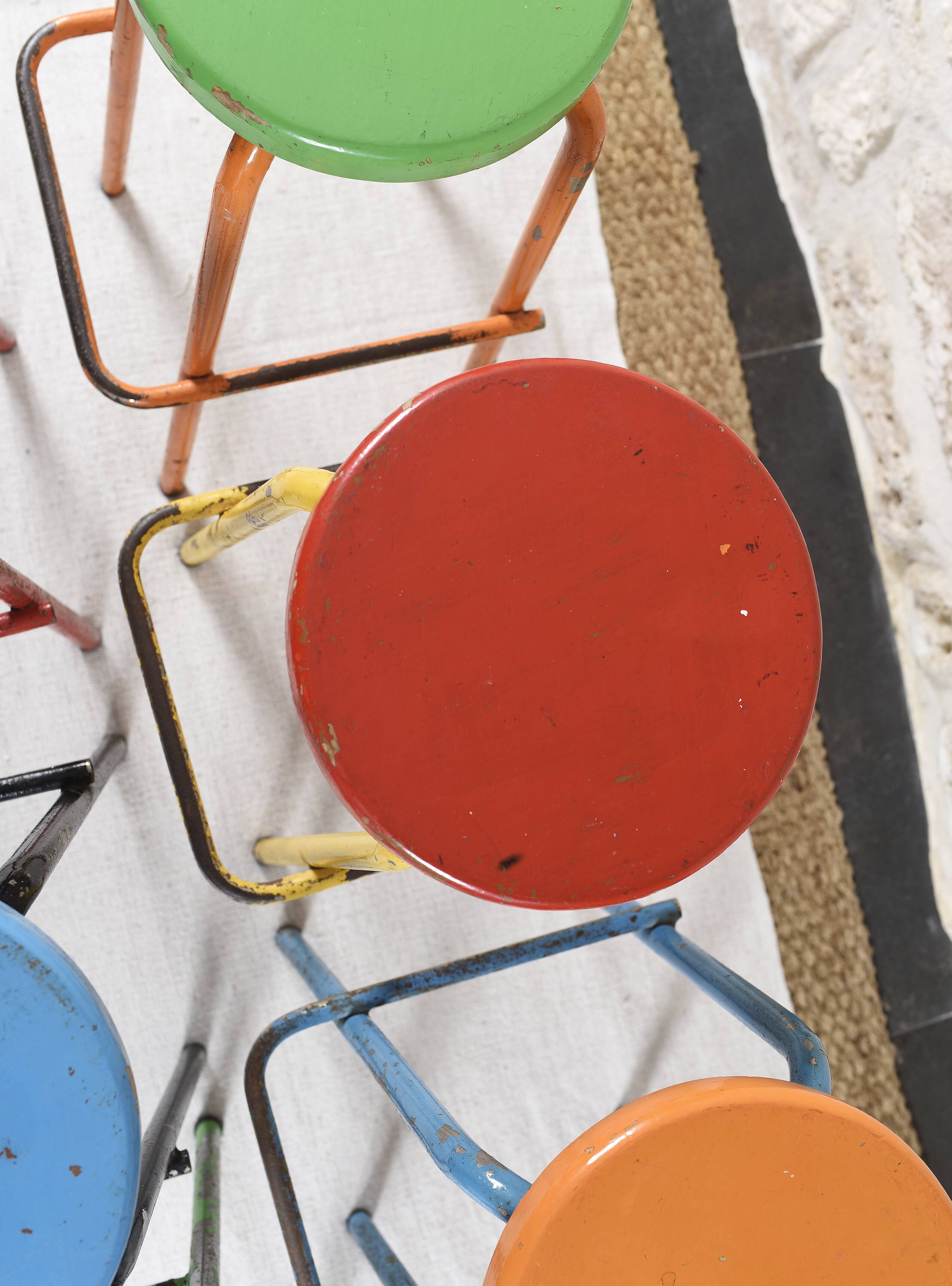 Set of 6 industrial high stools