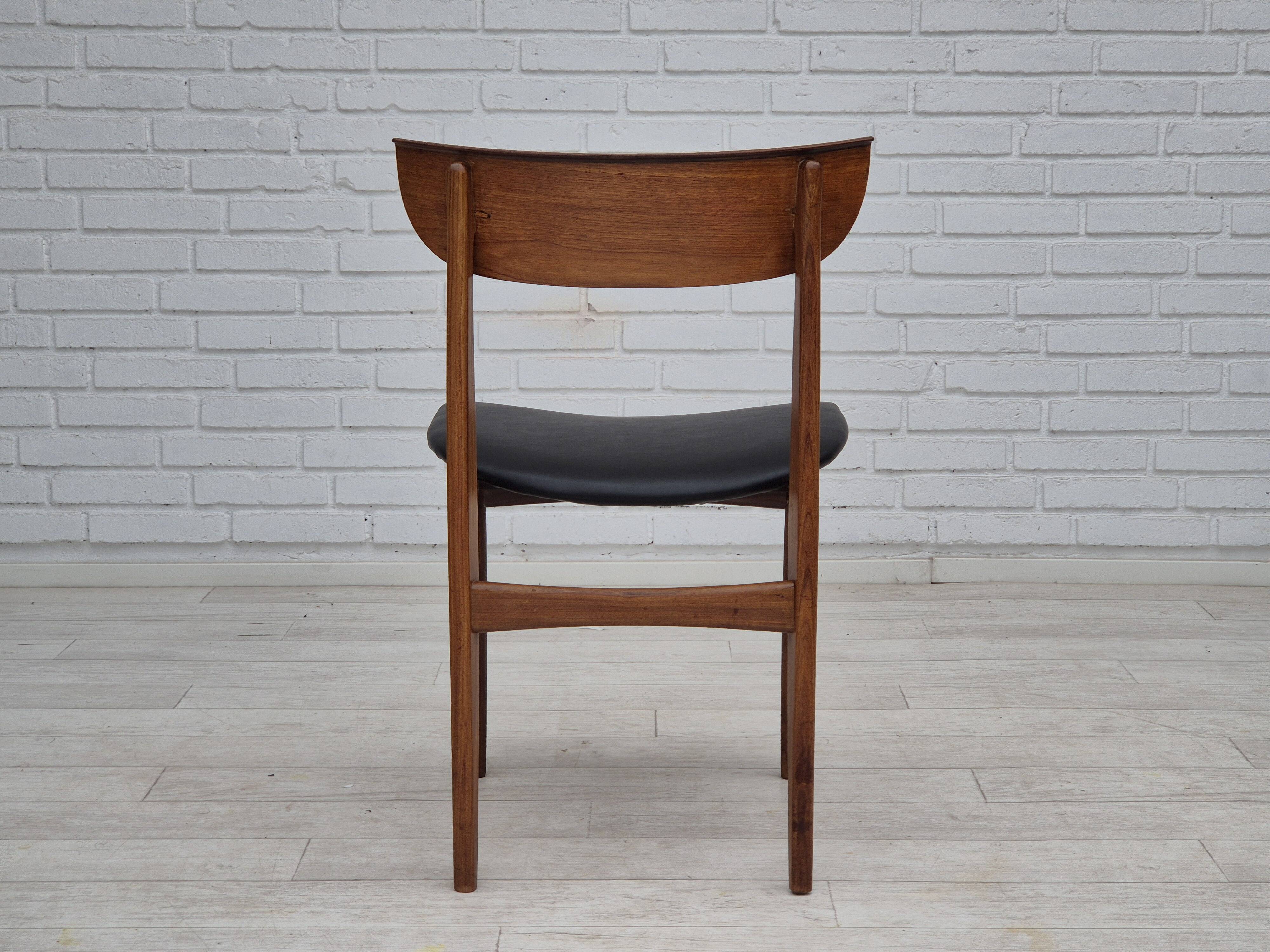 1960s, set of 5 Danish dining chairs, reupholstered, teak wood.